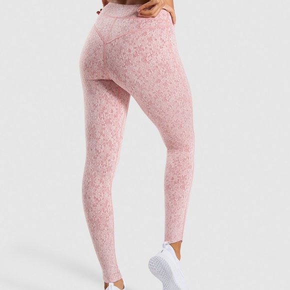 💙HP💙 Gymshark Fleur Textured Brick Red Leggings Size S - Picture 1 of 16